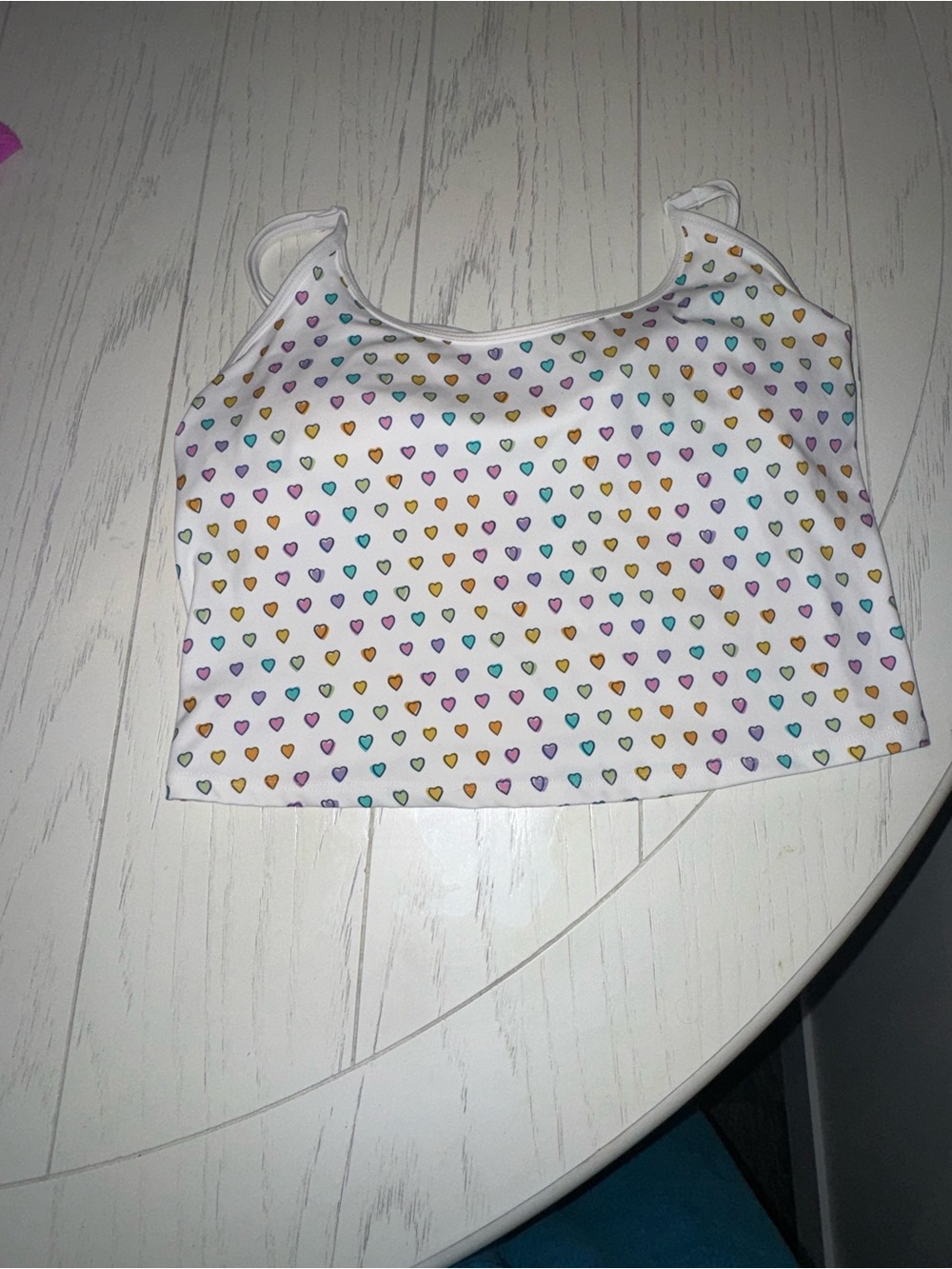 Roller Rabbit White Tank Top with Multicolor Heart Print